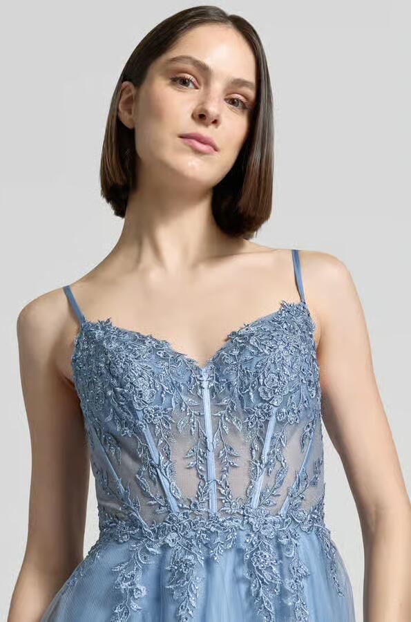LUXUAR FASHION corsetjurk met stitchings en diep rugdecolleté