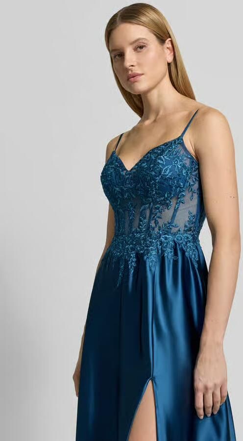 LUXUAR FASHION corsetjurk met stitchings en met siersteentjes