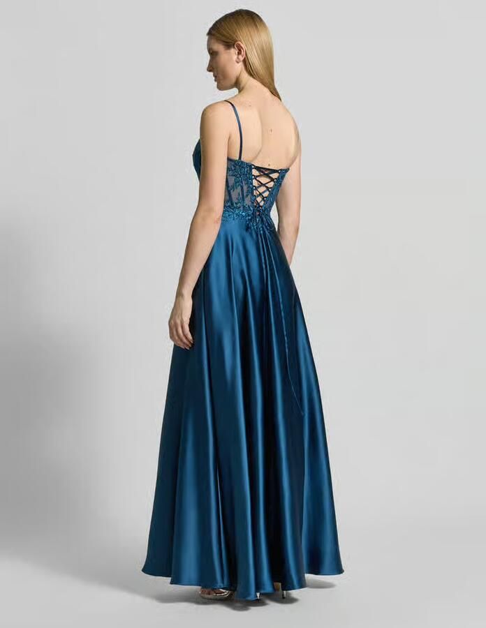LUXUAR FASHION corsetjurk met stitchings en met siersteentjes