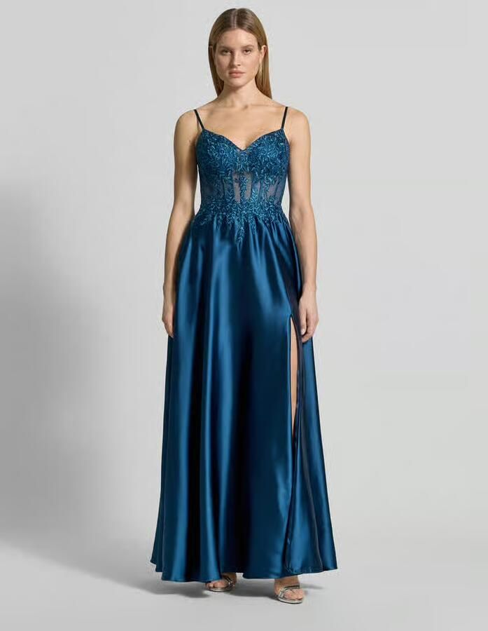 LUXUAR FASHION corsetjurk met stitchings en met siersteentjes - Foto 2