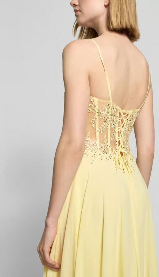 LUXUAR FASHION corsetjurk met stitchings en vetersluiting aan de achterkant