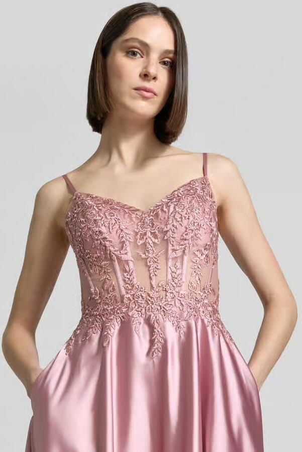 LUXUAR FASHION corsetjurk met vetersluiting aan de achterkant