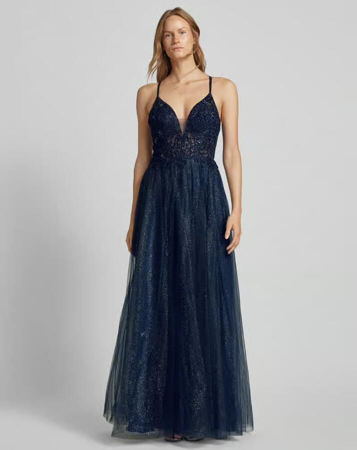 LUXUAR FASHION Getailleerde avondjurk met siersteentjes - Foto 2