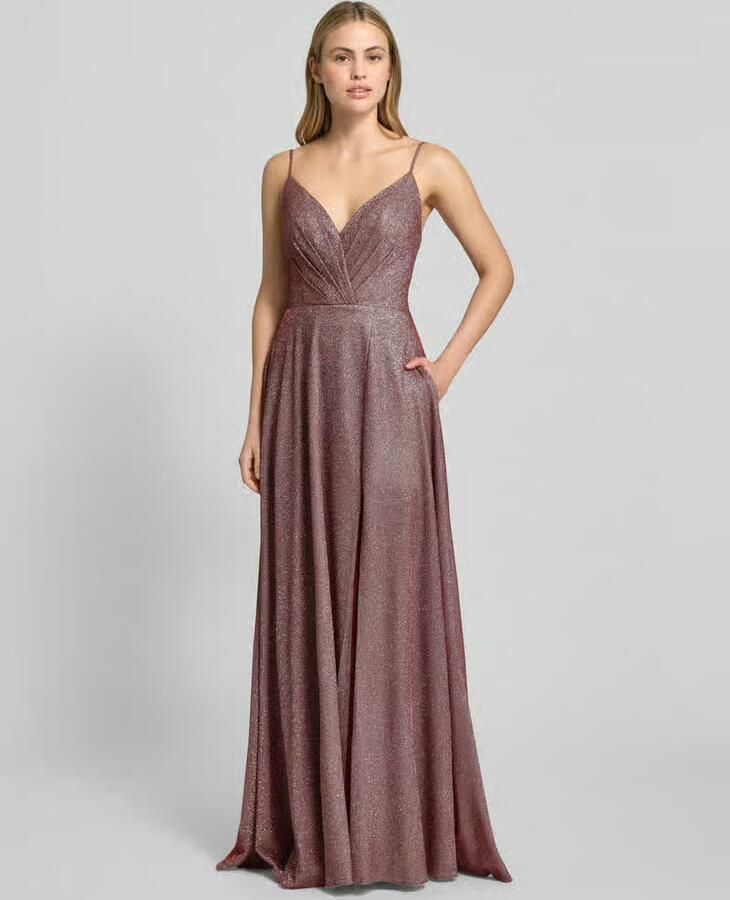 LUXUAR FASHION Glanzende avondjurk met loopsplit - Foto 2
