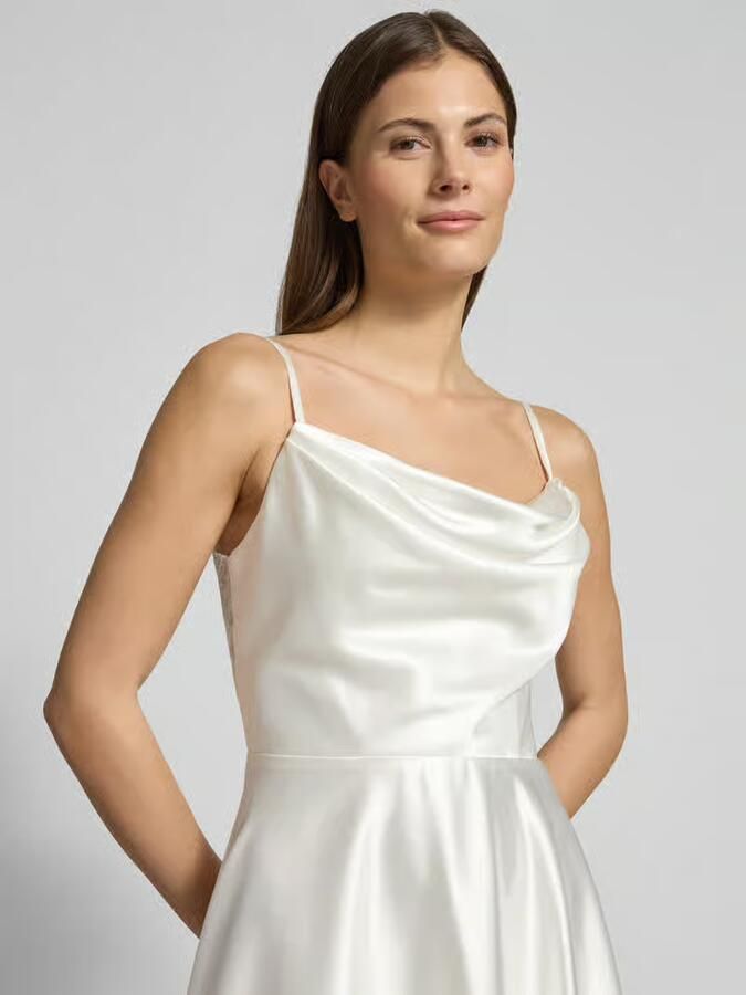 LUXUAR FASHION Knielange trouwjurk met cascadehals - Foto 2
