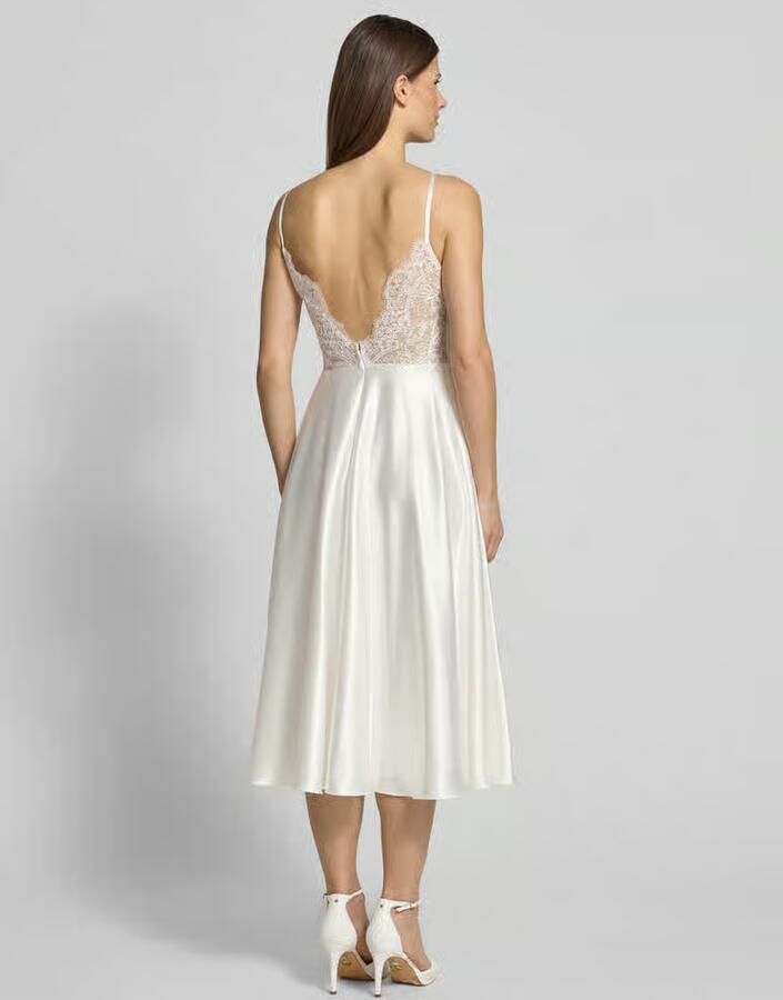 LUXUAR FASHION Knielange trouwjurk met cascadehals - Foto 2