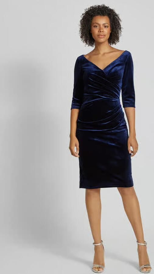LUXUAR FASHION Knielange cocktailjurk met plooien - Foto 3