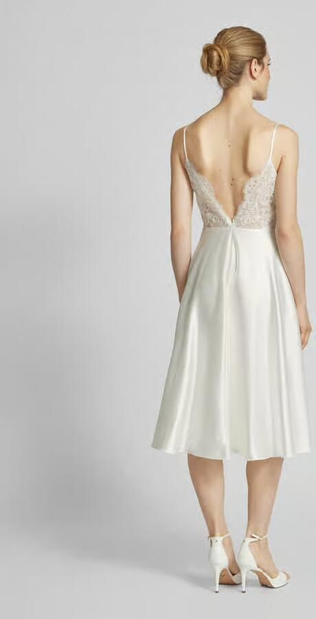 LUXUAR FASHION Knielange trouwjurk met cascadehals - Foto 5
