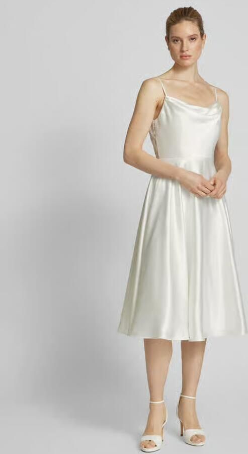 LUXUAR FASHION Knielange trouwjurk met cascadehals - Foto 4