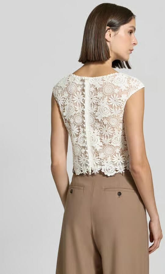 LUXUAR FASHION Kort bovendeel met kant met ronde hals