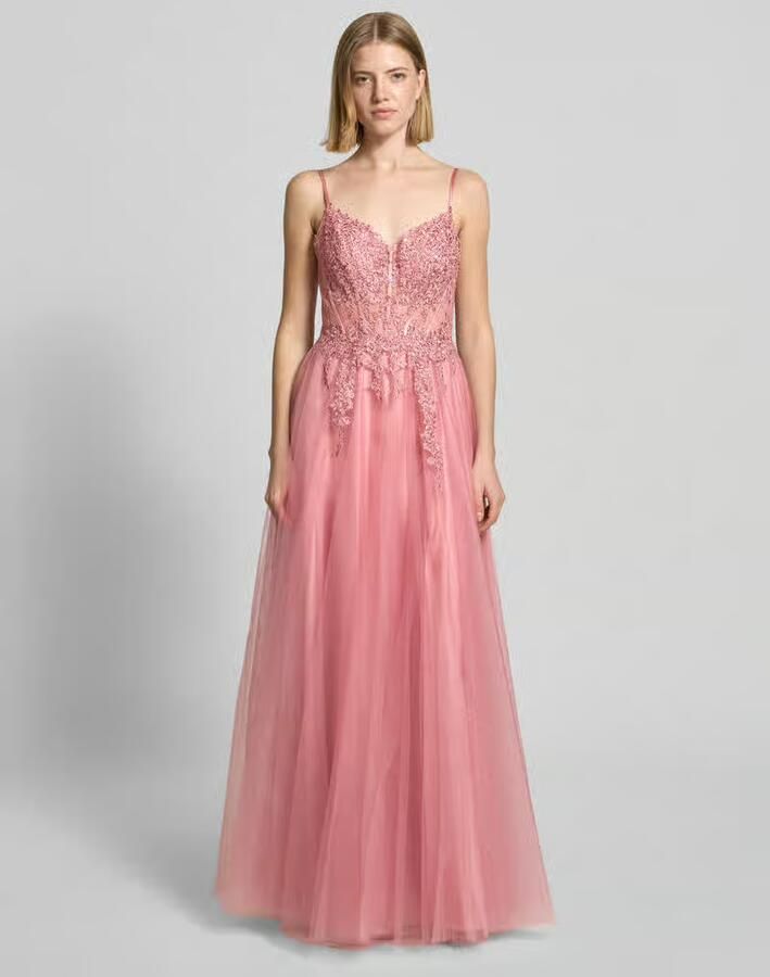 LUXUAR FASHION maxi-jurk met kant en loopsplit - Foto 2
