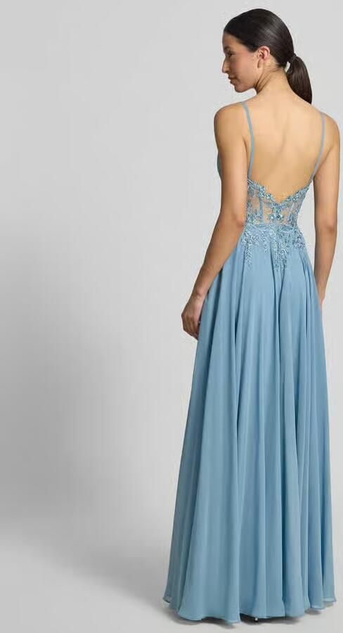 LUXUAR FASHION maxi-jurk met stitchings en met siersteentjes