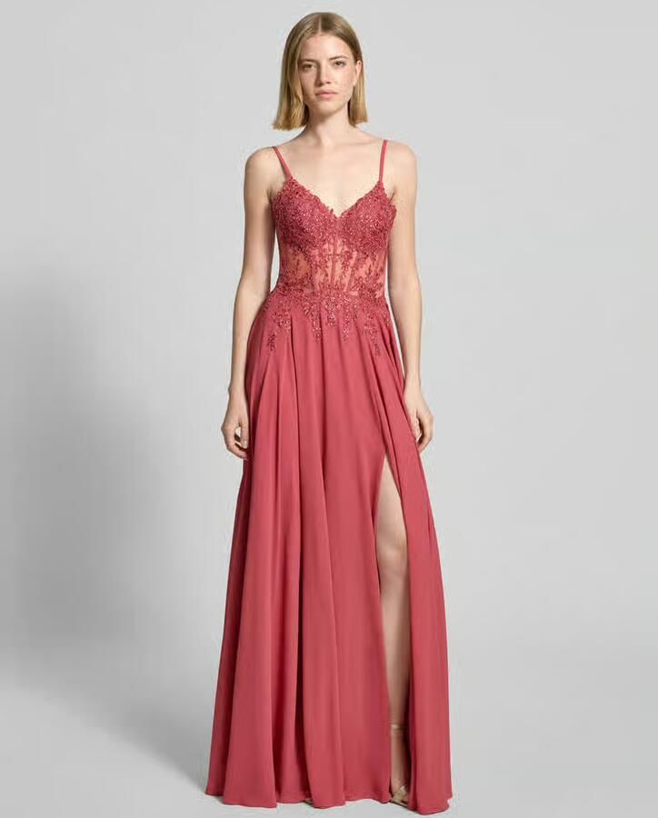 LUXUAR FASHION maxi-jurk met stitchings en met siersteentjes - Foto 3