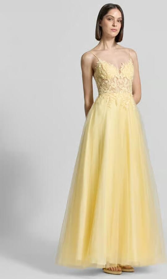 LUXUAR FASHION maxi-jurk met tule met vetersluiting aan de achterkant - Foto 3