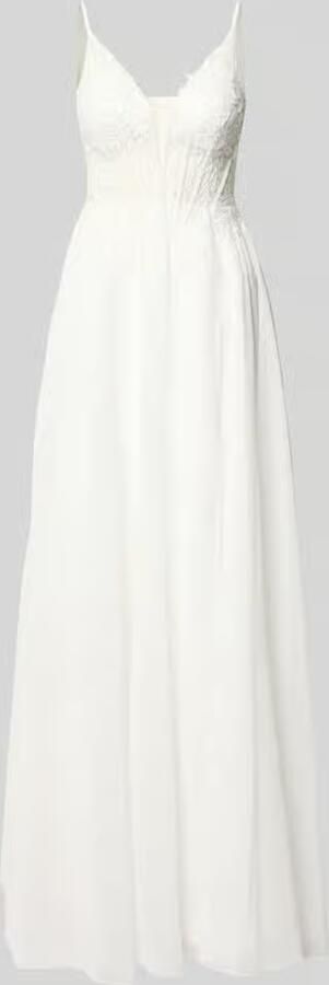 LUXUAR FASHION Bruidjurk van chiffon met stitchings en loopsplit - Foto 2