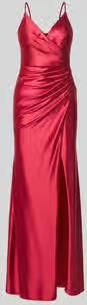 LUXUAR FASHION Maxi-jurk van satijn met draperieën en loopsplit