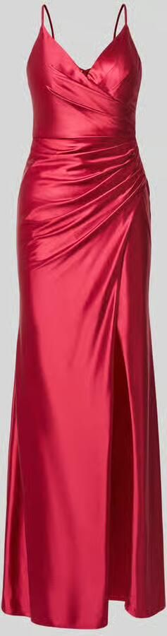 LUXUAR FASHION Maxi-jurk van satijn met draperieën en loopsplit - Foto 2