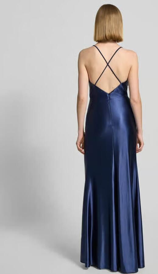 LUXUAR FASHION Maxi-jurk van satijn met draperieën en loopsplit - Foto 5
