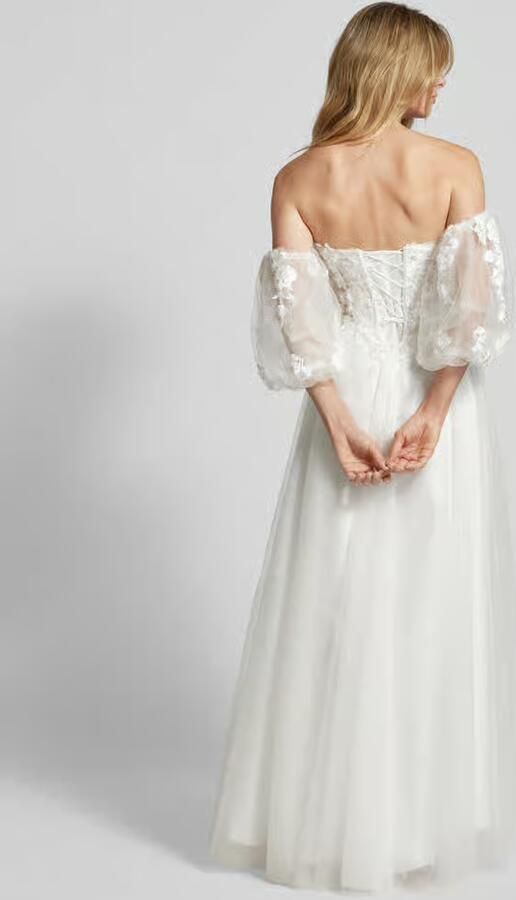 LUXUAR FASHION Off-shoulder-bruidjurk met afneembare mouwen