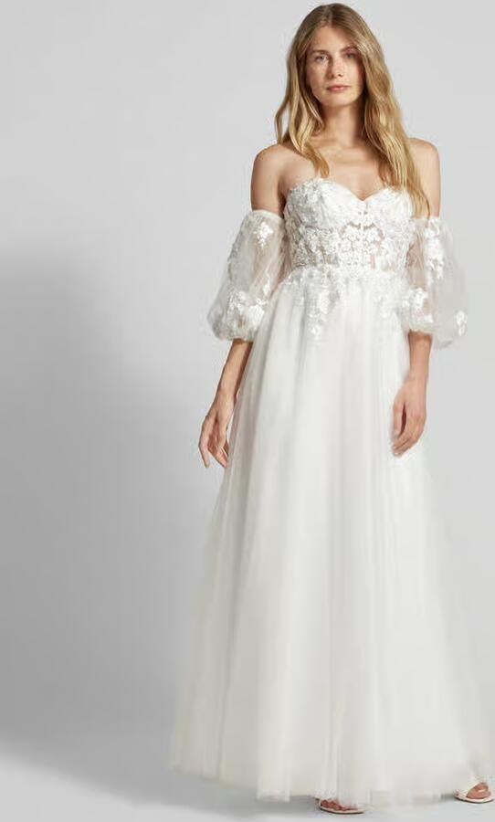 LUXUAR FASHION Off-shoulder-bruidjurk met afneembare mouwen - Foto 2