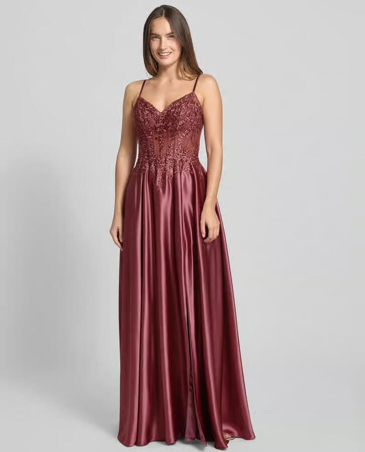 LUXUAR FASHION corsetjurk met stitchings en met siersteentjes - Foto 2