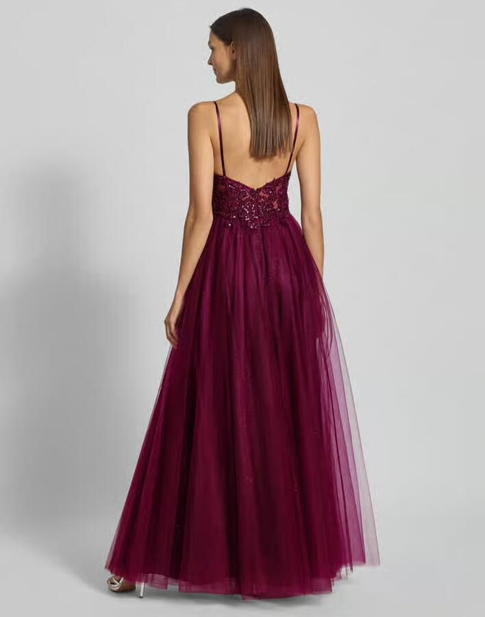 LUXUAR FASHION Regular fit avondjurk met gebloemde kant