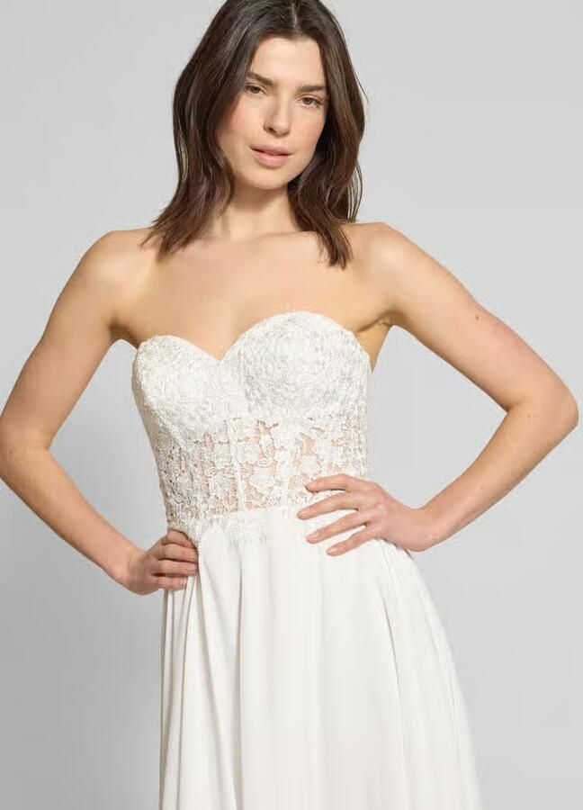 LUXUAR FASHION Regular fit bruidsjurk met florale met kant