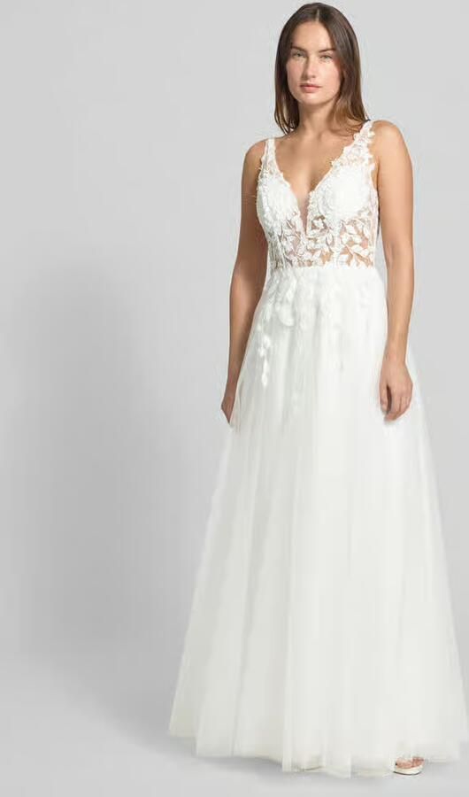 LUXUAR FASHION Regular fit bruidsjurk met gebloemd kant - Foto 5