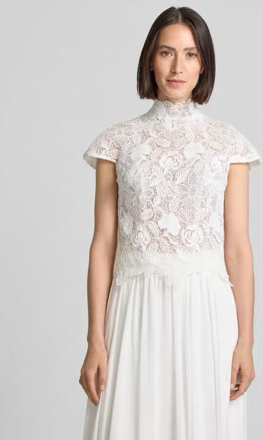LUXUAR FASHION Slim fit blouseshirt met gehaakte kant - Foto 2
