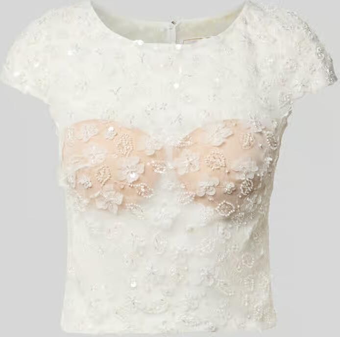 LUXUAR FASHION T-shirt met parels en ronde hals
