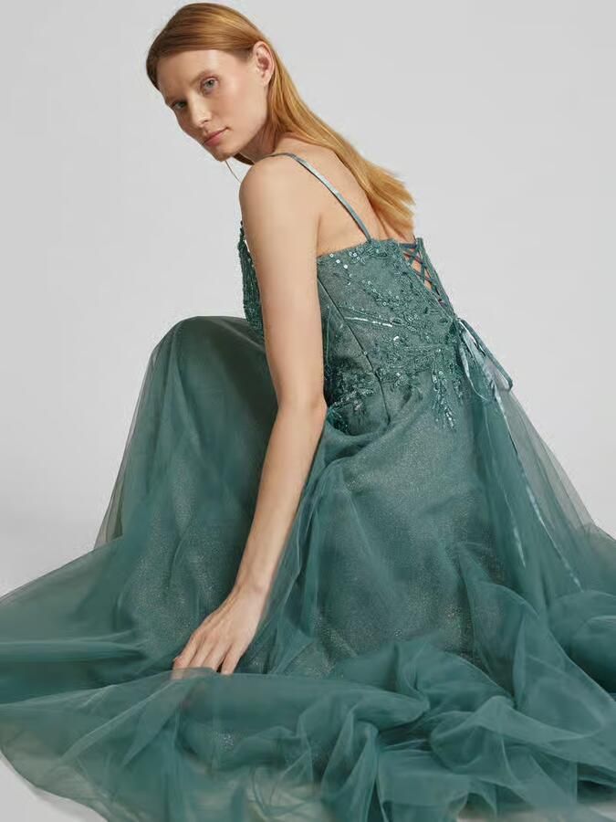 LUXUAR FASHION Avondjurk met florale siersteentjes
