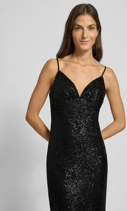 LUXUAR FASHION Avondjurk met pailletten en loopsplit