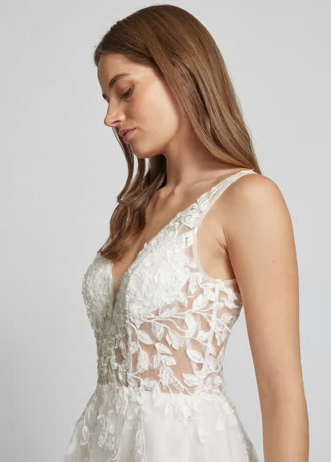 Luxuar Regular fit bruidsjurk met gebloemd kant - Foto 3