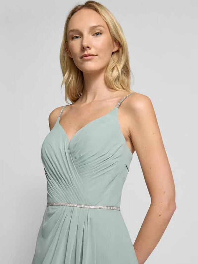 LUXUAR FASHION Knielange cocktailjurk met strass-steentjes