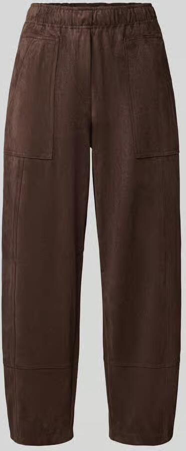 MAC Loose fit kunstleren broek met elastische band model 'Tilda'