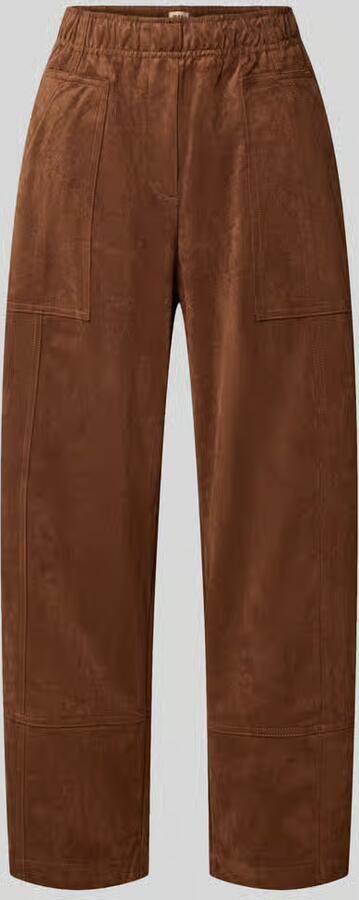 MAC Loose fit kunstleren broek met elastische band model 'Tilda'