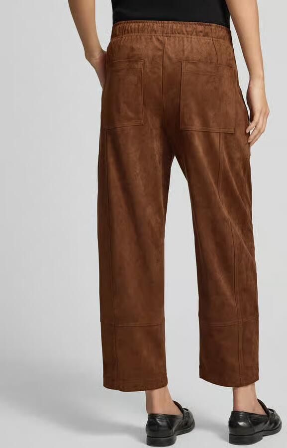 MAC Loose fit kunstleren broek met elastische band model 'Tilda' - Foto 2