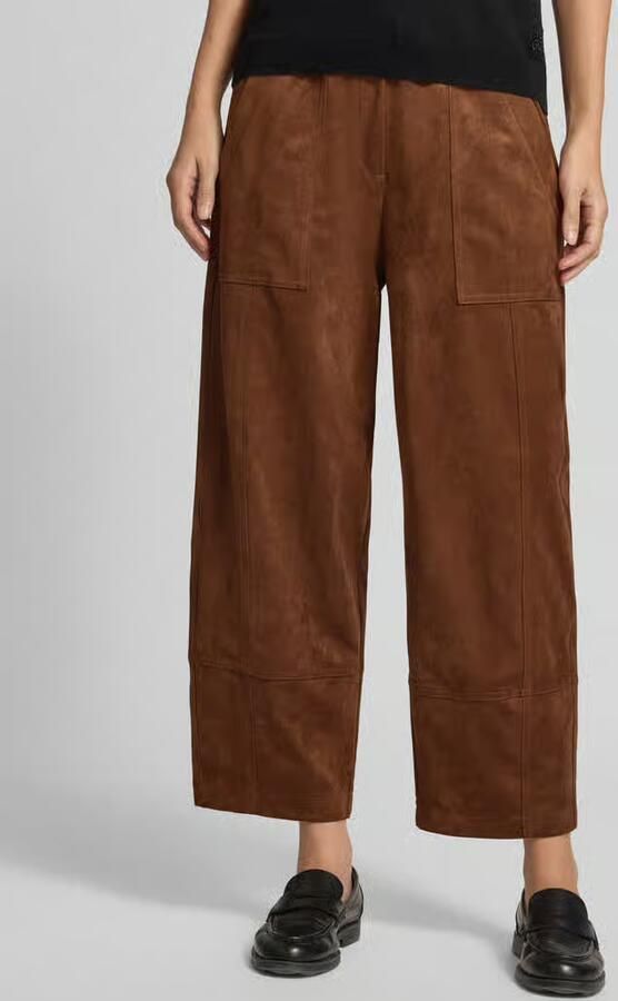 MAC Loose fit kunstleren broek met elastische band model 'Tilda' - Foto 3