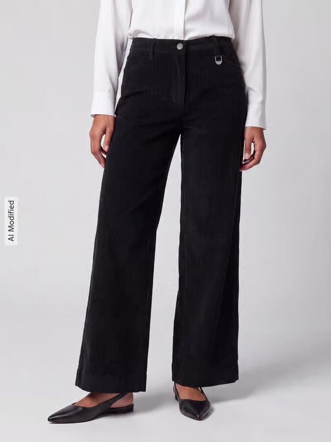 MAC Wide leg corduroy broek met riemlussen model 'Palazzo' - Foto 3