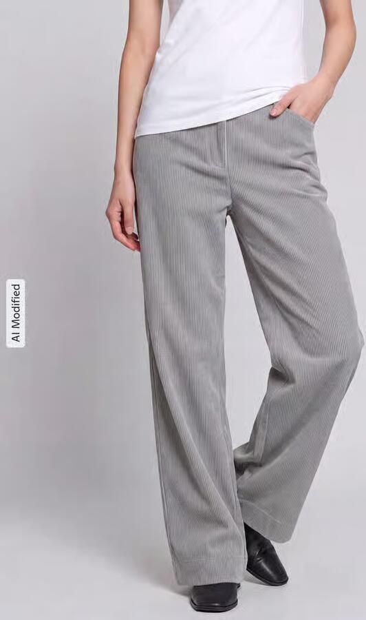 MAC Wide leg corduroy broek met riemlussen model 'Palazzo' - Foto 3