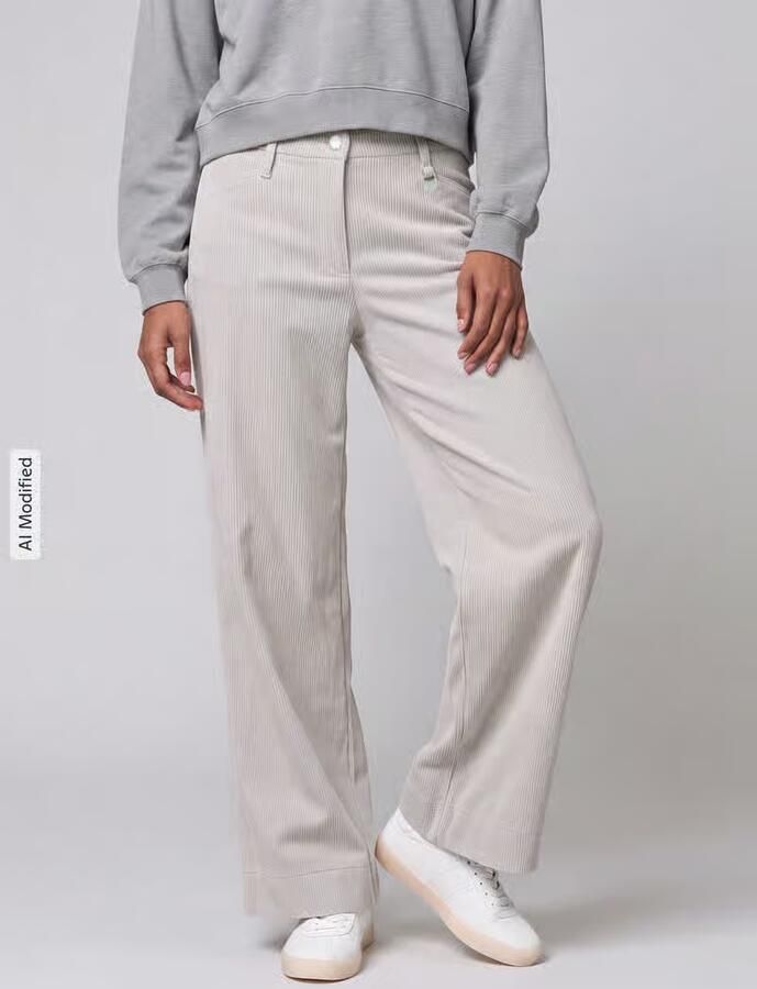 MAC Wide leg corduroy broek met riemlussen model 'Palazzo' - Foto 3
