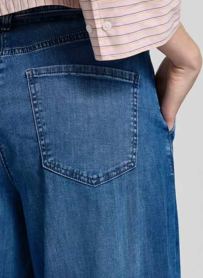 MAC Wide leg jeans met strikceintuur model 'WENDY'