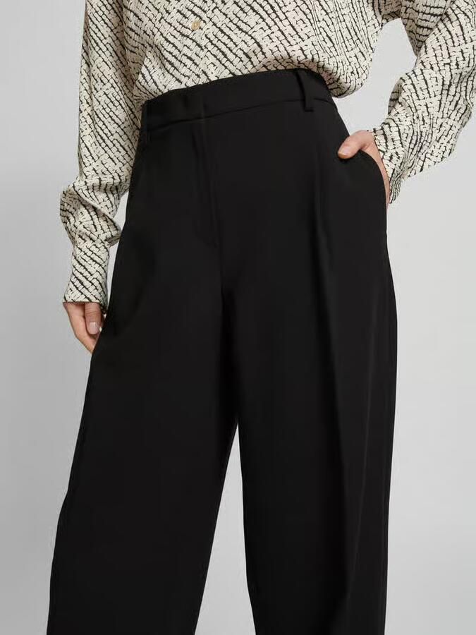 MAC Wide leg stoffen broek met bandplooien model 'Chaja'