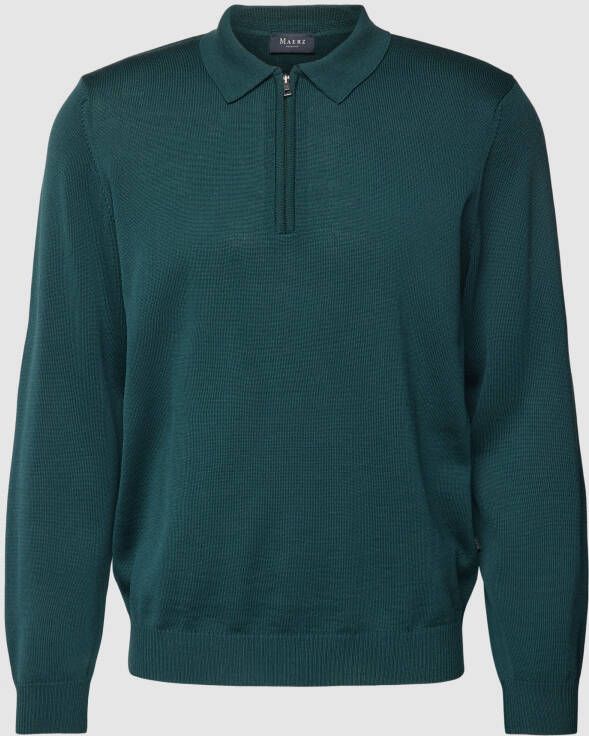 Maerz muenchen Gebreide pullover met korte ritssluiting model 'POLO ZIP'