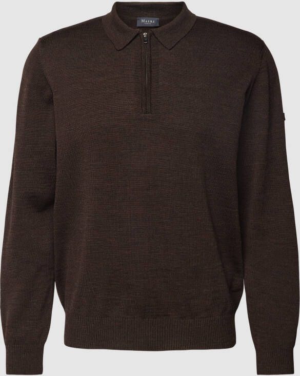 Maerz muenchen Gebreide pullover met korte ritssluiting model 'POLO ZIP'