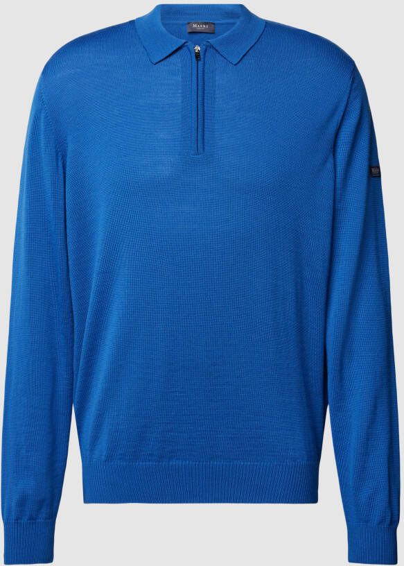 Maerz muenchen Gebreide pullover met korte ritssluiting model 'POLO ZIP'