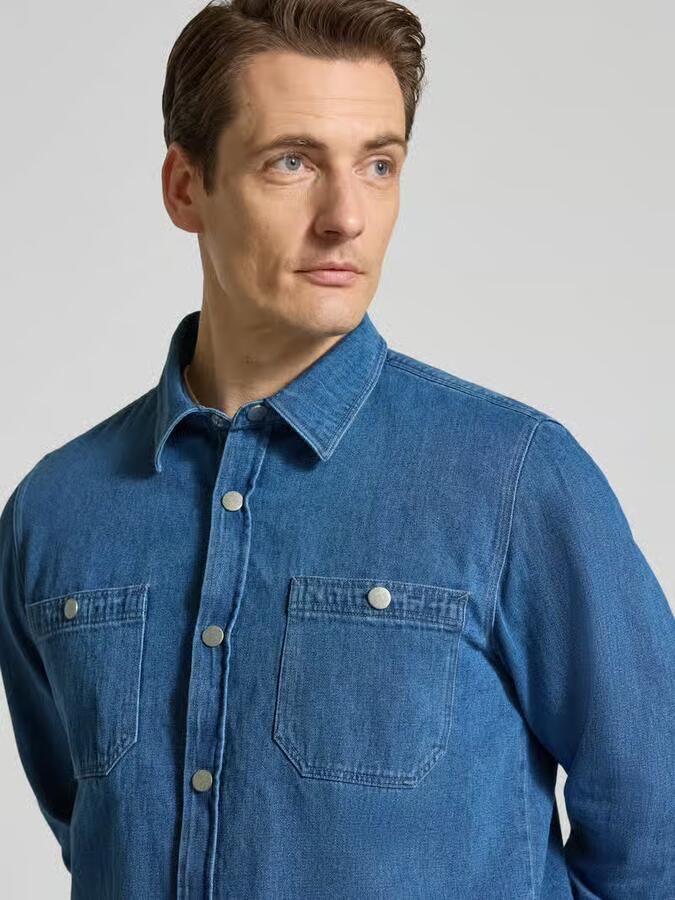 Maerz muenchen Overshirt van mix van katoen en linnen in denimlook