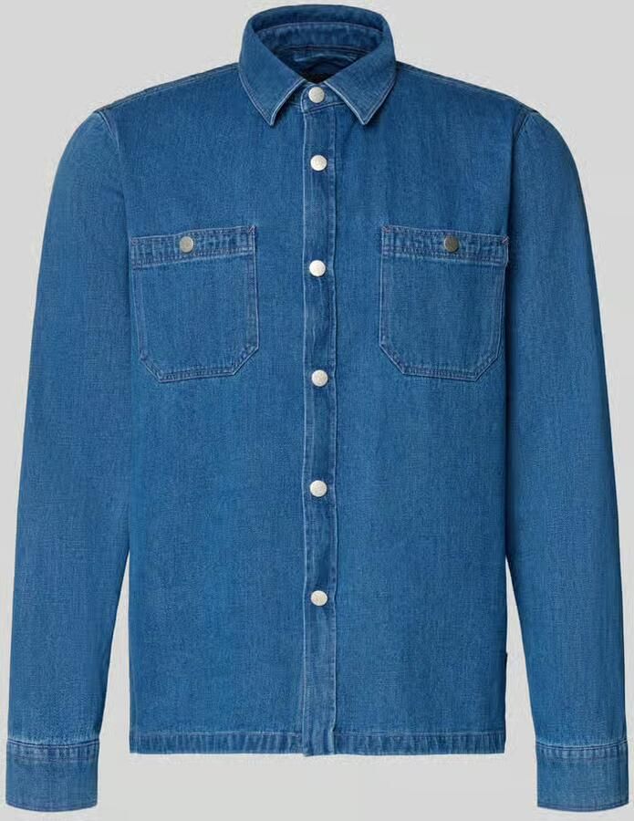 Maerz muenchen Overshirt van mix van katoen en linnen in denimlook - Foto 2