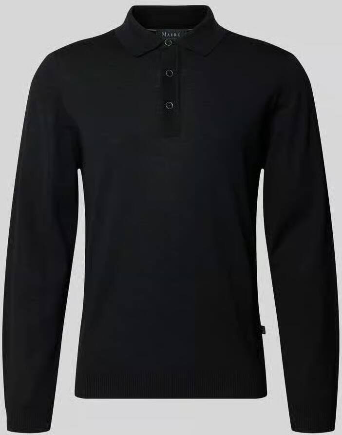 Maerz muenchen Regular fit gebreide pullover van zuivere scheerwol met polokraag