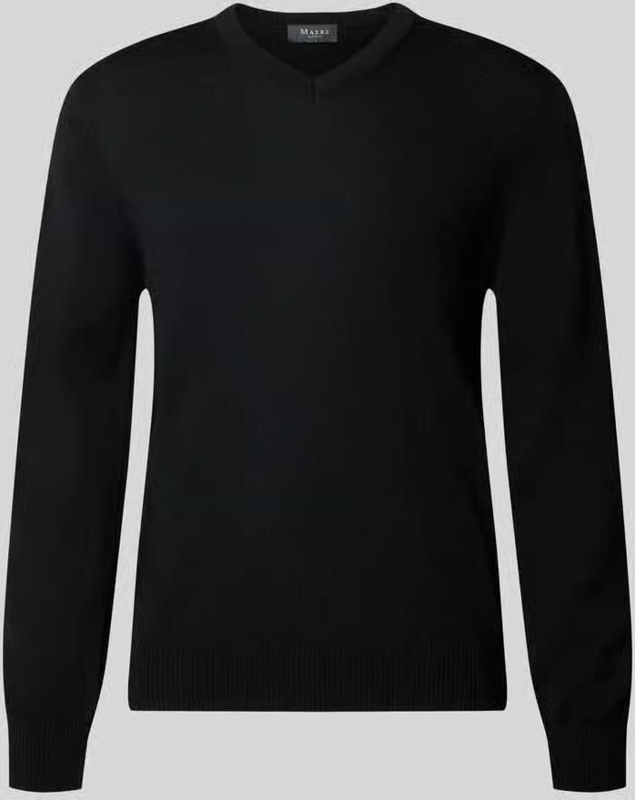Maerz muenchen Regular fit gebreide pullover van zuivere scheerwol met v-hals